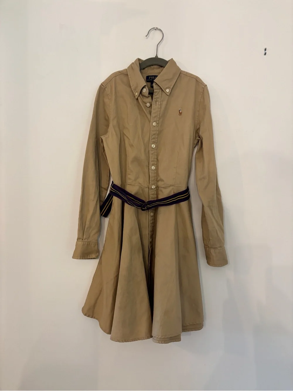 Ralph Lauren Girls Belted Cotton Chino Shirtdress